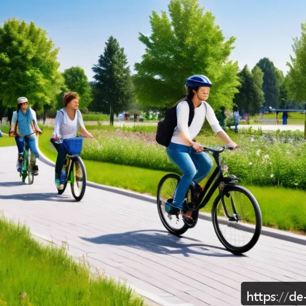 레저산업기사 필수 이론 정리 - A modern leisure park scene in Germany featuring families and young adults enjoying various activiti...